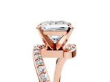 Rose gold Princess Solitaire Twist Band with Pave Set Diamonds and Four-Prong Setting_121