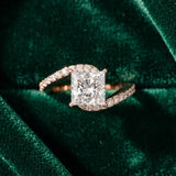 Rose gold Princess Solitaire Twist Band with Pave Set Diamonds and Four-Prong Setting_15