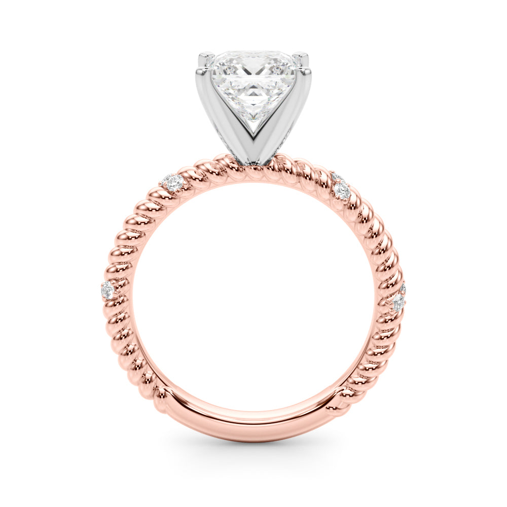 Rose gold Princess Solitaire Twisted Band Prong Set Engagement Ring 2