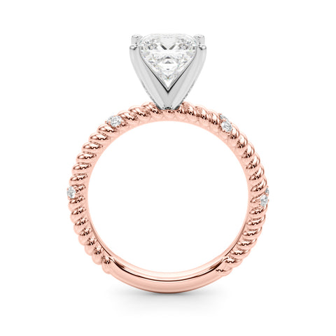 Rose gold Princess Solitaire Twisted Band Prong Set Engagement Ring 2