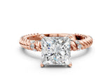 Rose gold Princess Solitaire Twisted Band Prong Set Engagement Ring_68