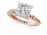 Rose gold Princess Solitaire Twisted Band Prong Set Engagement Ring_69