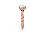 Rose gold Princess Solitaire Twisted Band Prong Set Engagement Ring_70
