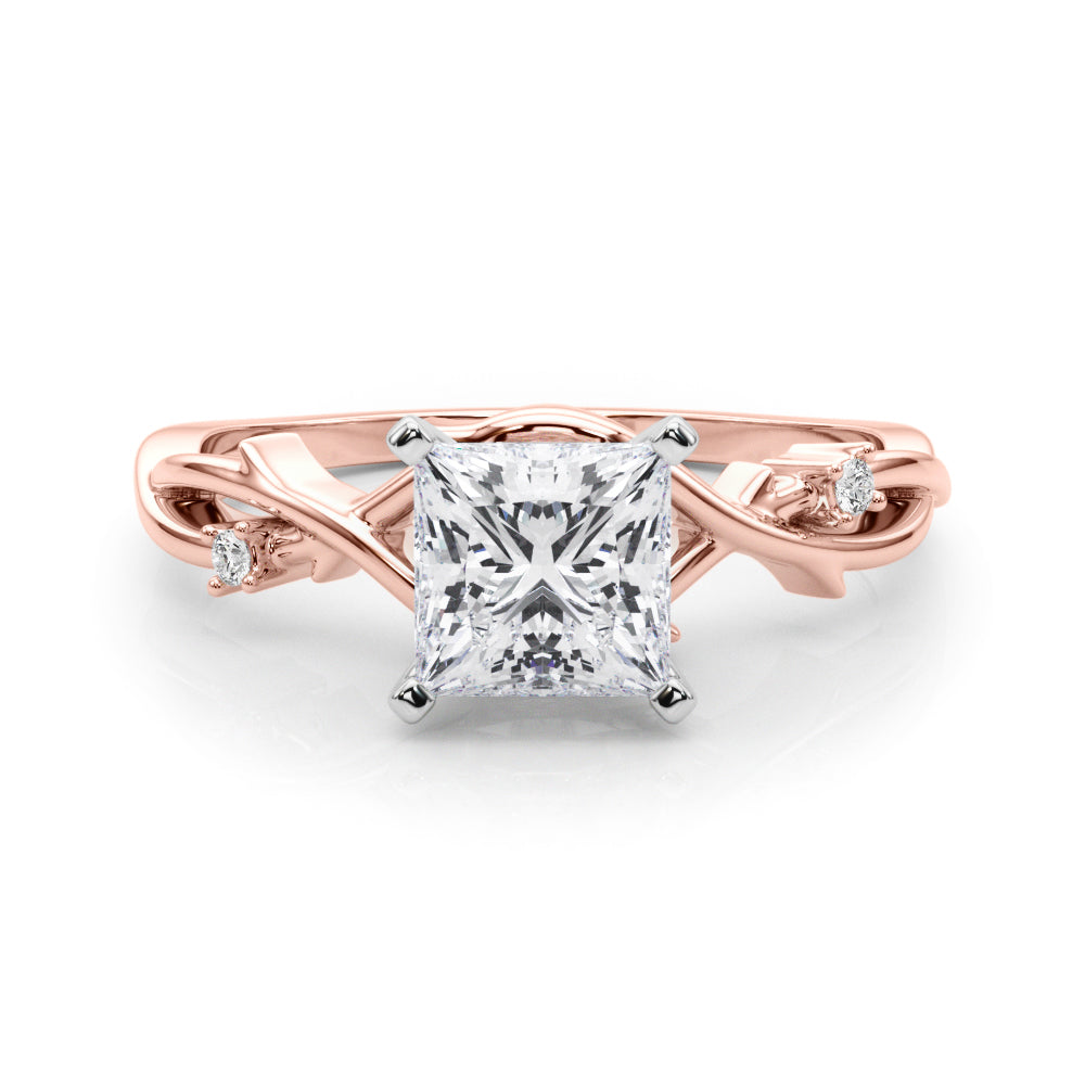 Rose gold Princess Solitaire Twisted Band Prong Setting Ring 1