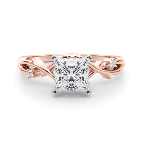 Rose gold Princess Solitaire Twisted Band Prong Setting Ring 1