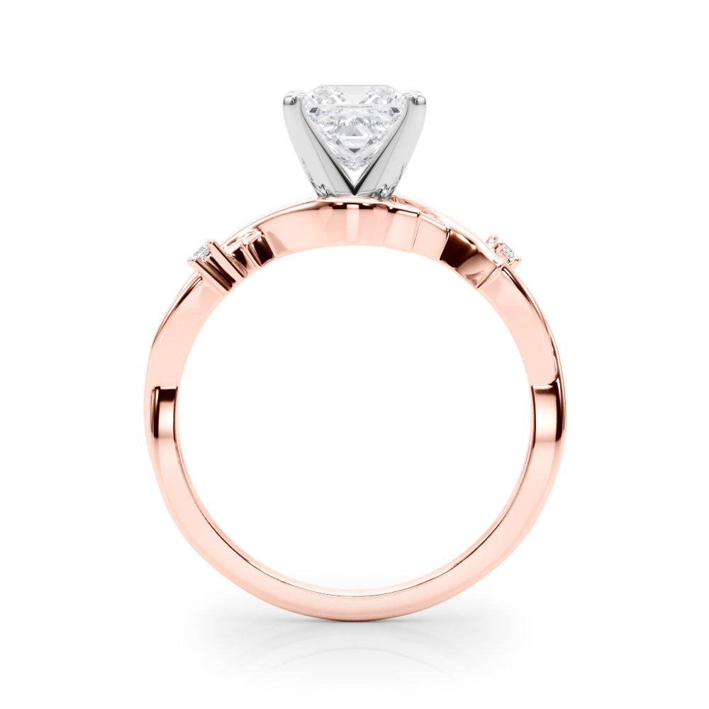 Rose gold Princess Solitaire Twisted Band Prong Setting Ring 2