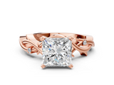 Rose gold Princess Solitaire Twisted Band Prong Setting Ring_173