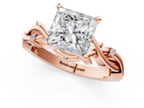 Rose gold Princess Solitaire Twisted Band Prong Setting Ring_174