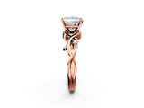 Rose gold Princess Solitaire Twisted Band Prong Setting Ring_175