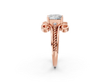 Rose gold Princess Solitaire Twisted Band Scroll Prong Ring_5