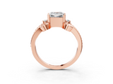 Rose gold Princess Solitaire Twisted Band Scroll Prong Ring_6