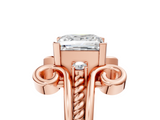 Rose gold Princess Solitaire Twisted Band Scroll Prong Ring_8