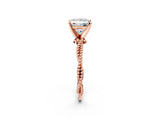 Rose gold Princess Solitaire Twisted Band with Bead Prong Setting_321