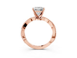 Rose gold Princess Solitaire Twisted Band with Bead Prong Setting_322