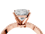 Rose gold Princess Solitaire Twisted Band with Bead Prong Setting_323