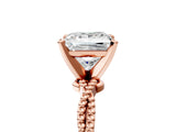 Rose gold Princess Solitaire Twisted Band with Bead Prong Setting_324