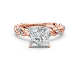 Rose gold Princess Solitaire Twisted Band with Pavé Accents and Four-Prong Setting_19