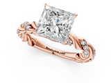 Rose gold Princess Solitaire Twisted Band with Pavé Accents and Four-Prong Setting_20