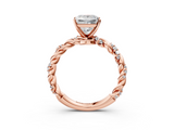 Rose gold Princess Solitaire Twisted Band with Pavé Accents and Four-Prong Setting_22