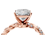Rose gold Princess Solitaire Twisted Band with Pavé Accents and Four-Prong Setting_23