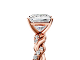 Rose gold Princess Solitaire Twisted Band with Pavé Accents and Four-Prong Setting_24