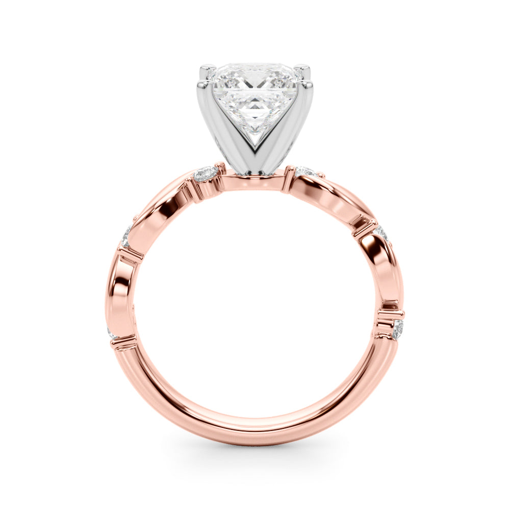 Rose gold Princess Solitaire Twisted Band with Prong Setting 2