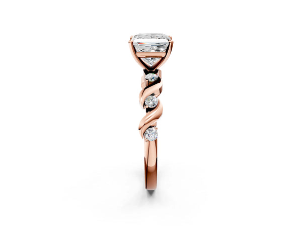 Rose gold Princess Solitaire Twisted Band with Prong Setting