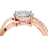 Rose gold Princess Solitaire Twisted Band with Prong Setting_17