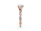 Rose gold Princess Solitaire Twisted Pave Band with Four-Prong Setting_11