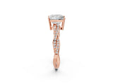 Rose gold Princess Solitaire Twisted Pave Diamond Ring with Four-Prong Setting_14