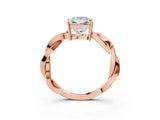 Rose gold Princess Solitaire Twisted Pave Diamond Ring with Four-Prong Setting_140