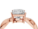 Rose gold Princess Solitaire Twisted Pave Diamond Ring with Four-Prong Setting_141