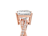 Rose gold Princess Solitaire Twisted Pave Diamond Ring with Four-Prong Setting_142
