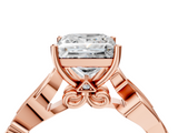 Rose gold Princess Solitaire Vine Band with Milgrain Prong Setting_10