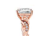 Rose gold Princess Solitaire Vine Band with Milgrain Prong Setting_11