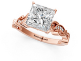 Rose gold Princess Solitaire Vine Band with Milgrain Prong Setting_7