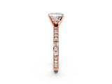 Rose gold Princess Solitaire with Pavé Band and Four-Prong Setting_325