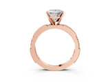 Rose gold Princess Solitaire with Pavé Band and Four-Prong Setting_326
