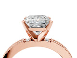 Rose gold Princess Solitaire with Pavé Band and Four-Prong Setting_327