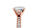 Rose gold Princess Solitaire with Pavé Band and Four-Prong Setting_328