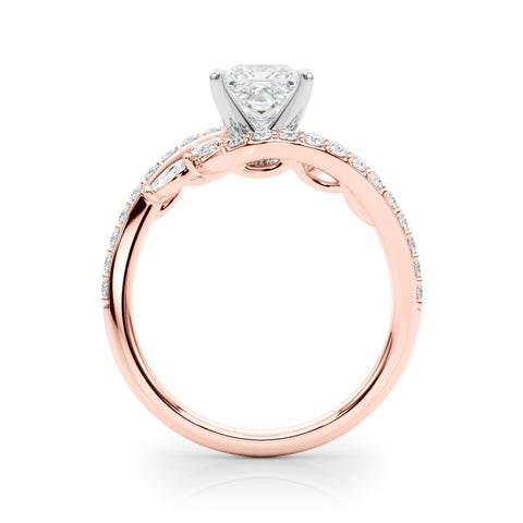 Rose gold Princess Solitaire with Pavé Twist Band and Four-Prong Setting 2