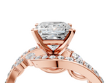 Rose gold Princess Solitaire with Pavé Twist Band and Four-Prong Setting_75