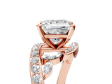 Rose gold Princess Solitaire with Pavé Twist Band and Four-Prong Setting_76