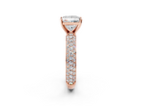 Rose gold Princess Solitaire with Pave Band and Four-Prong Setting_10
