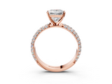 Rose gold Princess Solitaire with Pave Band and Four-Prong Setting_11