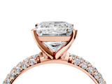 Rose gold Princess Solitaire with Pave Band and Four-Prong Setting_12