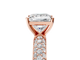 Rose gold Princess Solitaire with Pave Band and Four-Prong Setting_13