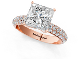 Rose gold Princess Solitaire with Pave Band and Four-Prong Setting_9