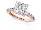 Rose gold Princess Solitaire with Side Baguettes and Channel Set Band_62