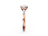 Rose gold Princess Solitaire with Tapered Baguette Side Stones on a Classic Band with Four-Prong Setting_116